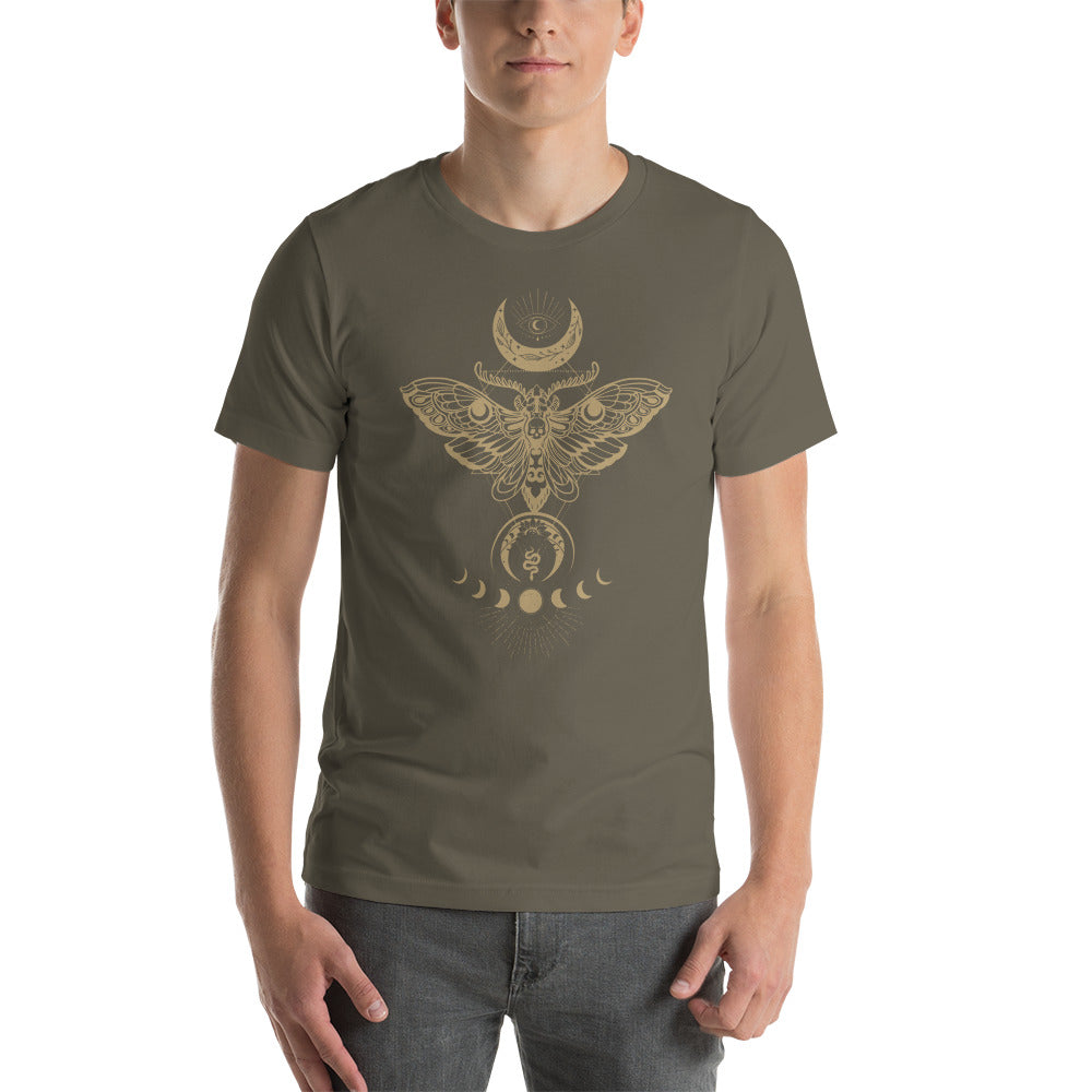 Dark Academia Clothing, Moth Shirt, Luna Moth Tee, Moon Phases, Celestial, Witchy Moth Goblincore Unisex t-shirt