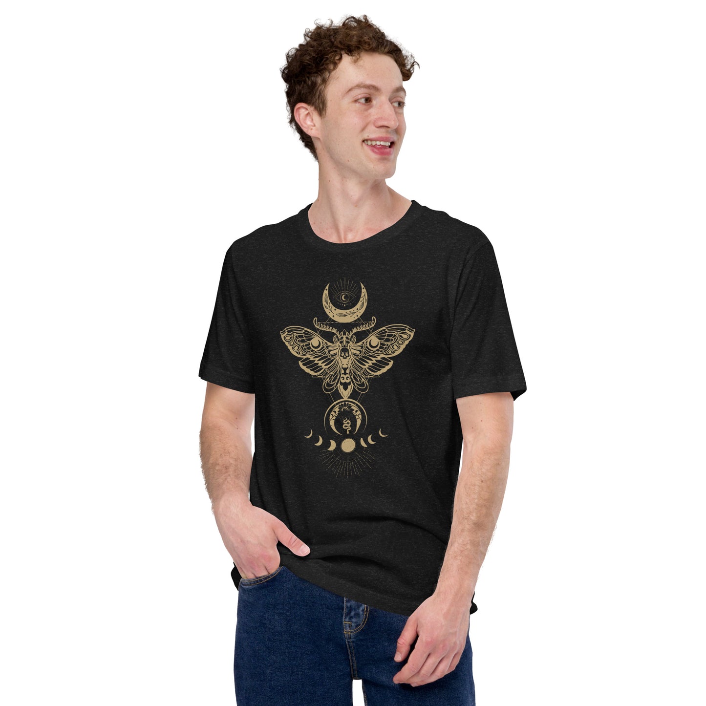 Dark Academia Clothing, Moth Shirt, Luna Moth Tee, Moon Phases, Celestial, Witchy Moth Goblincore Unisex t-shirt